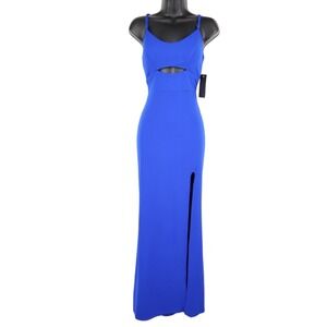 City Studio Electric Royal Cutout Slit Formal Gown Dress Size 7 NWT